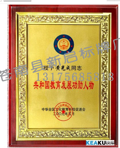 教育發(fā)展功勛人物銅牌獎(jiǎng)牌