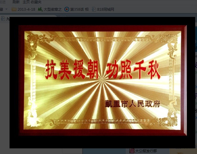 凱里市政府頒獎(jiǎng)銅牌